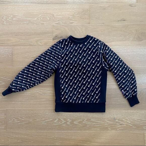 Champion Navy Logo Sweatshirt - Picture 1 of 4